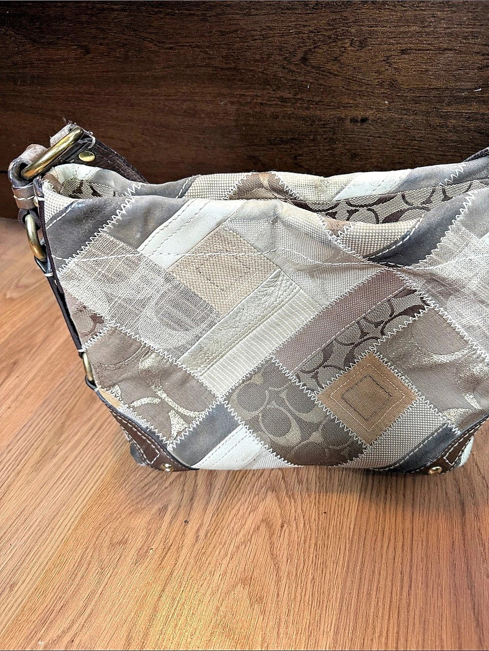 COACH Patchwork Hobo Brown & Gray